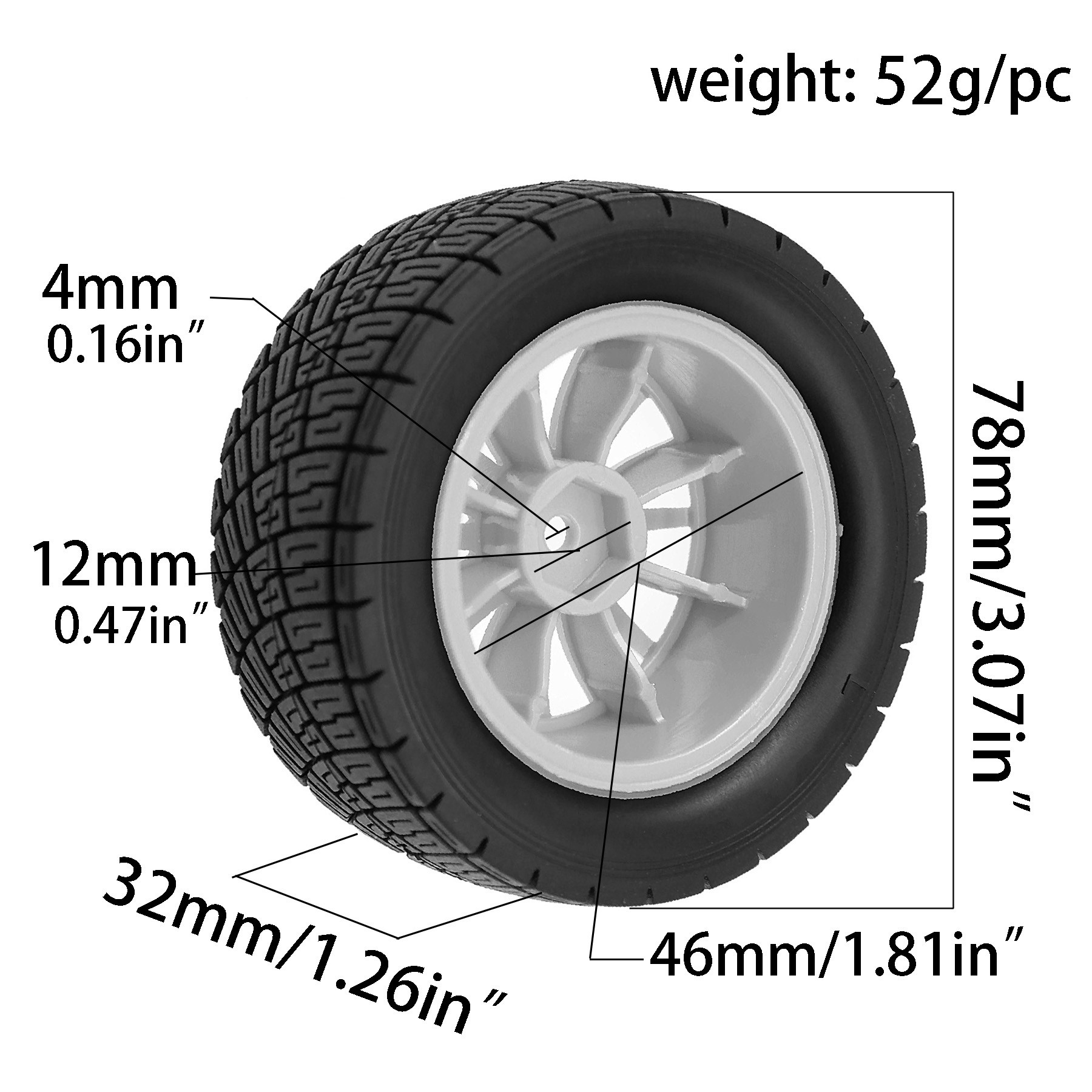78mm 1/10 RC Rally Gummireifen – Wheel Rim Rc Bewertung und Preis